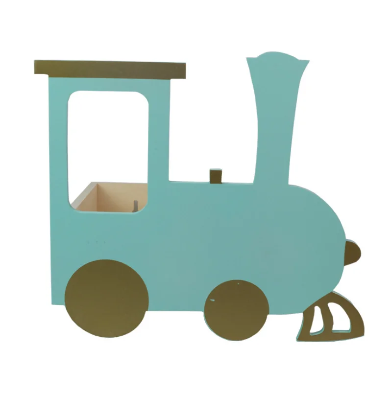

Colorful Train Shaped Wooden Wall Shelf For Kids Rome Decor, Multi color