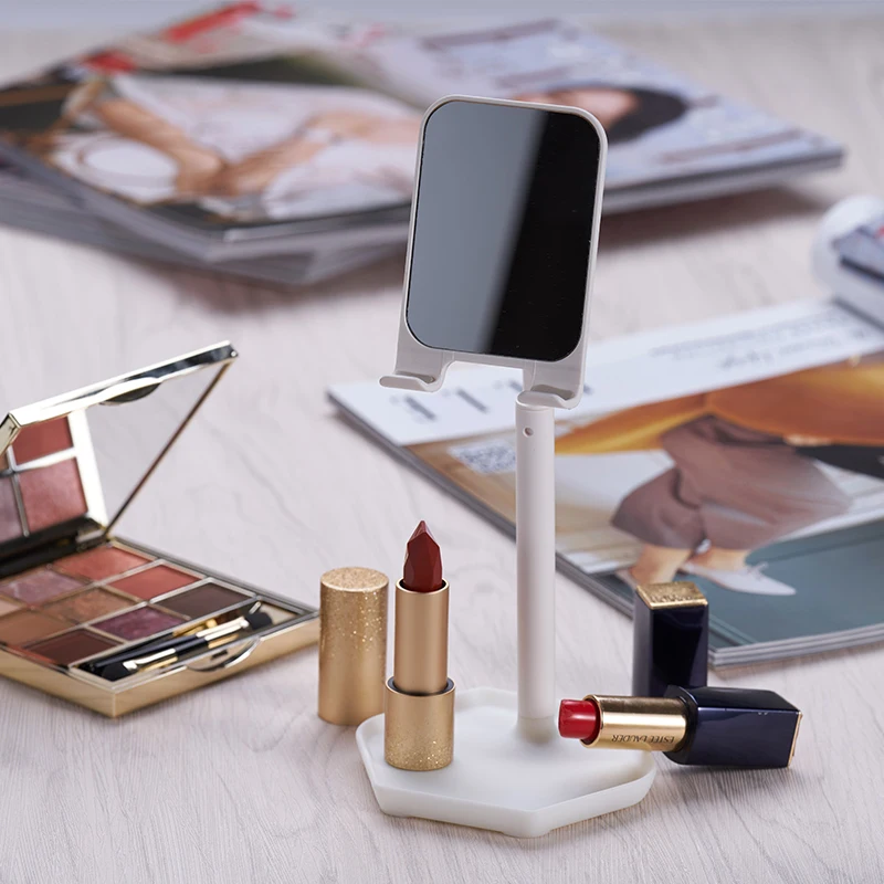 

Adjustable Height Flexible Angel Universal Cell Phone Holder with Dressing Up Mirror, Customized color
