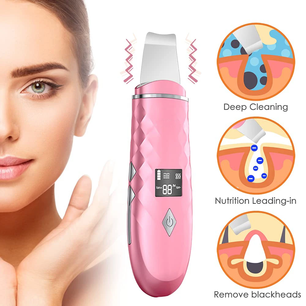 

Stainless steel multi-functional microcurrent microcurrent blue light kit ultrasonic facial massager skin scrubber