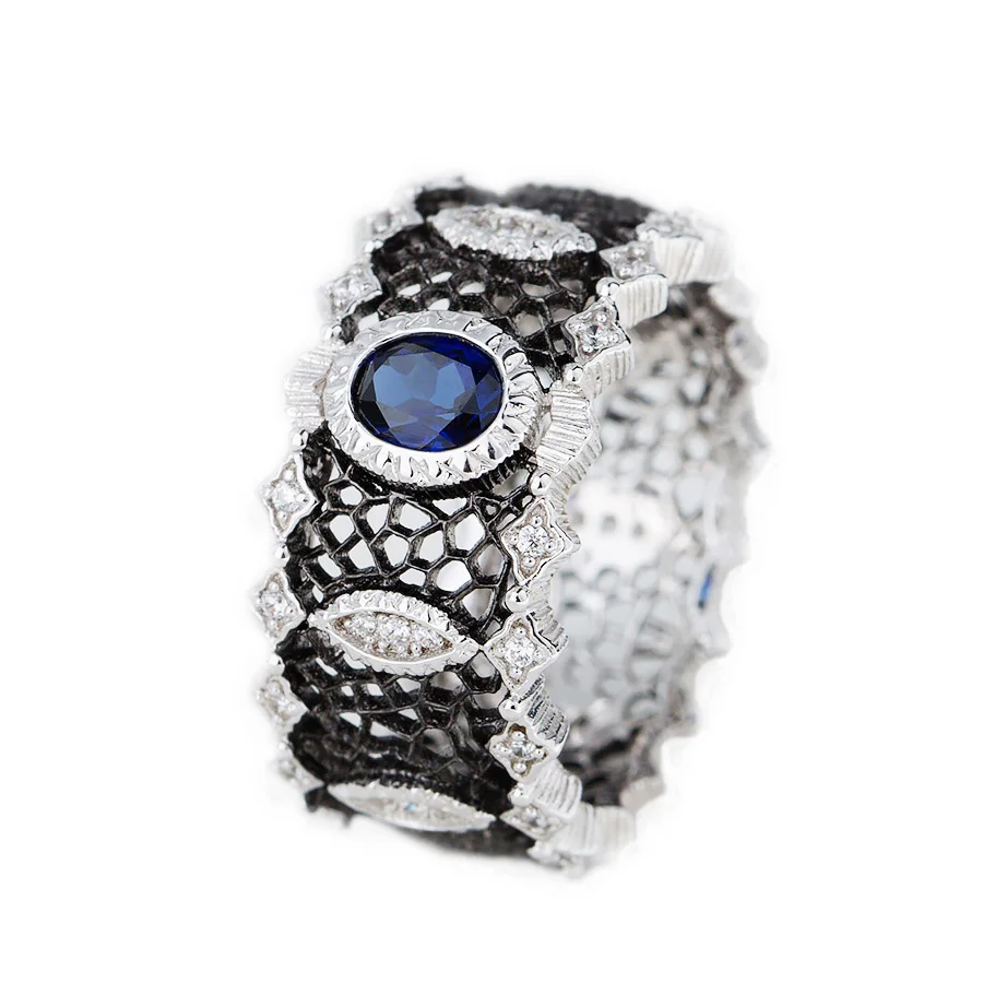 

Black solemn blue corundum evening party necklaces diamond silver choker necklace for women