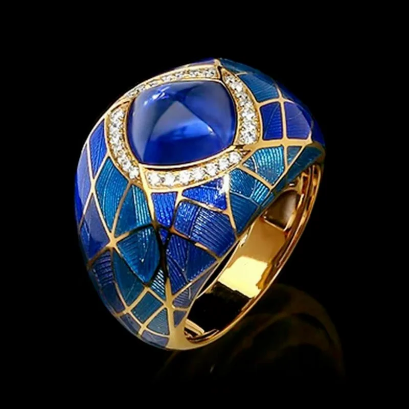 

Vintage Noble Red Blue Gemstone Ring Popular Exquisite Jewelry Mens Rings