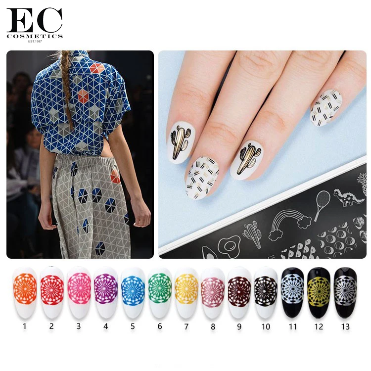 

Pedicure and manicure custom design brand logo nail stamp polish gel scrapers stamping plates nail art stamper starter kit, Customized your colors