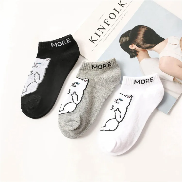 

WIIPU Cute socks Women's 2020 summer panda cotton short socks Fashion striped socks