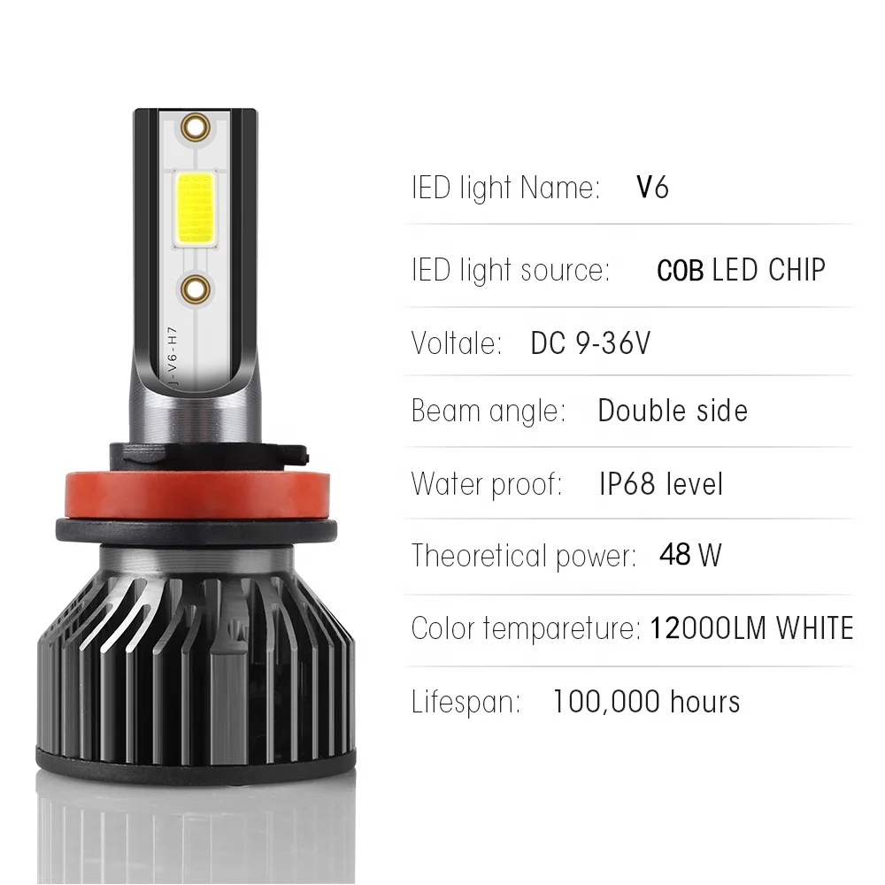

Brightest led auto headlamp bulb 4300k 6000k 8000k car light h1 h4 h7 h11 h13 9005 automotive led headlight kits