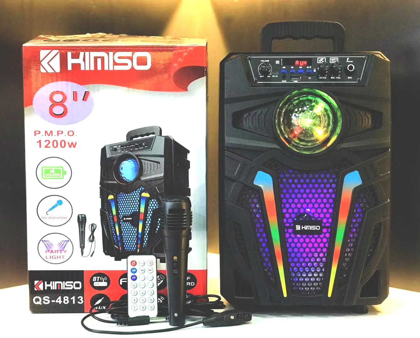 

QS-4813 Lowest Price Portable Speaker KIMISO 8 Inch Small Bass Speaker With Remote Control