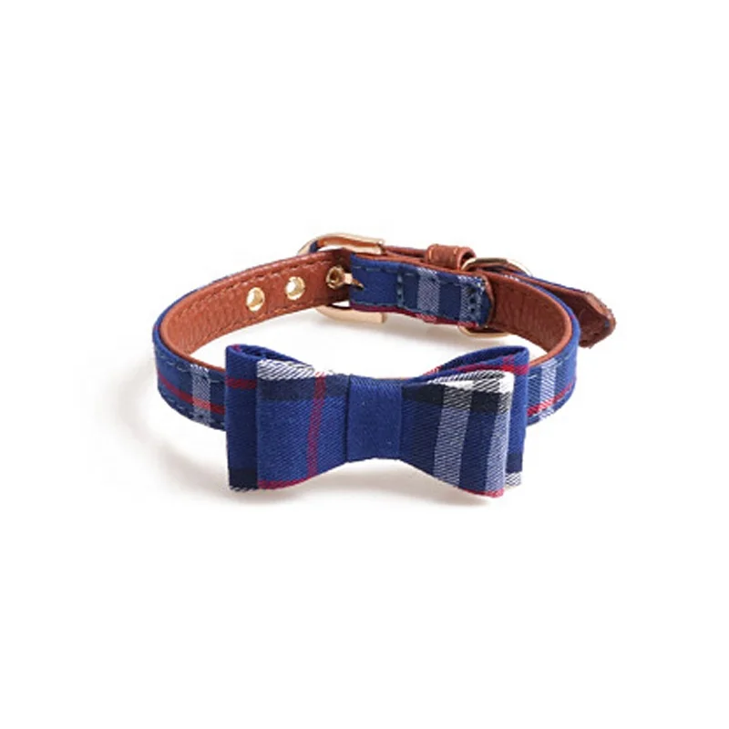 

Small Size Fashion Lightweight Bowknot Pet Supplies Collar Dog Collar Leash Pet Collars For Sale, Blue and red and pink