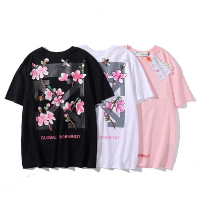 

MWJ3784 Street trend men's clothing floral print short-sleeved loose T-shirts