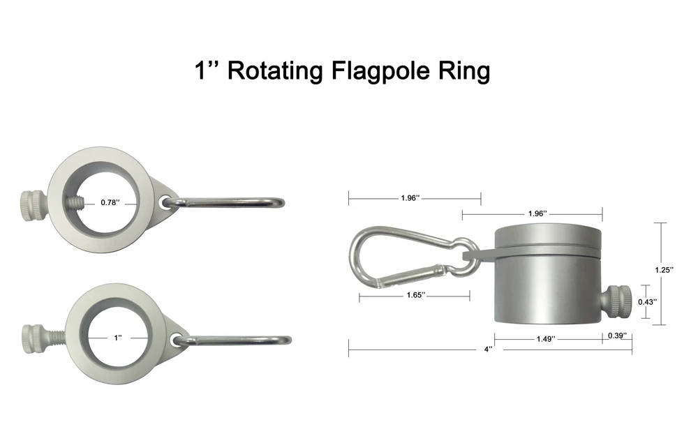 Rotating Grommet Aluminum Anti Wrap Flagpole Install Rings Clip Fixed Pole Holder With Stainless
