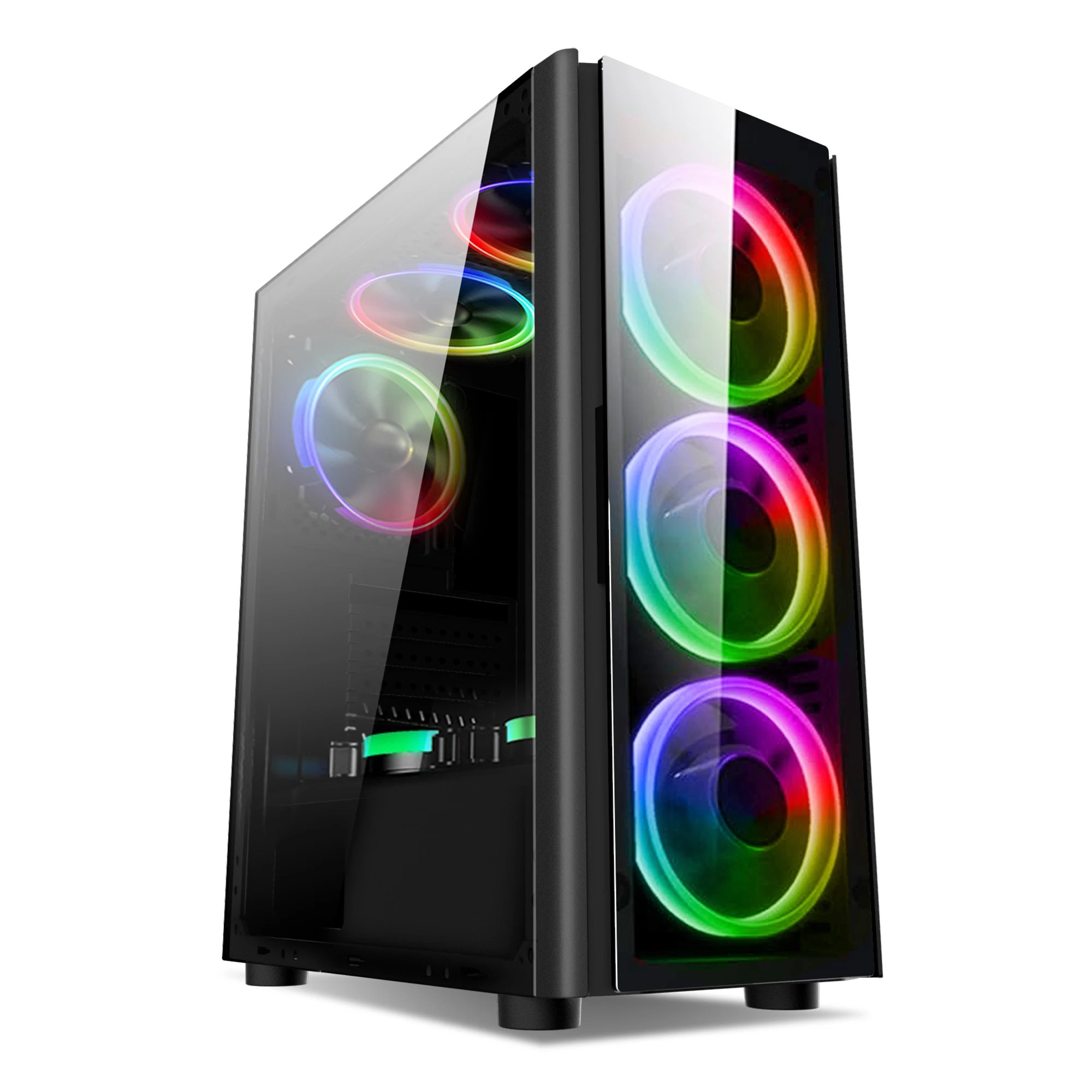 

New Computer Cabinet Cooling Fan and RGB Chassis Pc with Tempered Glass Good Quality Pc Black Desktop Ce Stock Pc Case Plastic