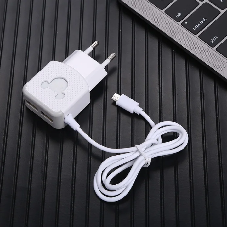 

new products 2021 unique arrivals 2usb wall charger UK/US/EU led portable charger with data cable