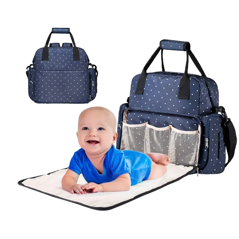 

Large Waterproof Nappy Tote Diaper Bag With Changing Station Custom Diaper Bag