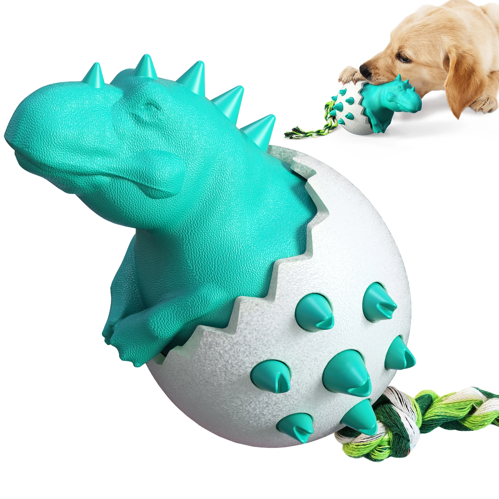 

New product dinosaur egg dog molar toy dog manufacturer wholesale, Lake blue, orange, yellow, green, chocolate
