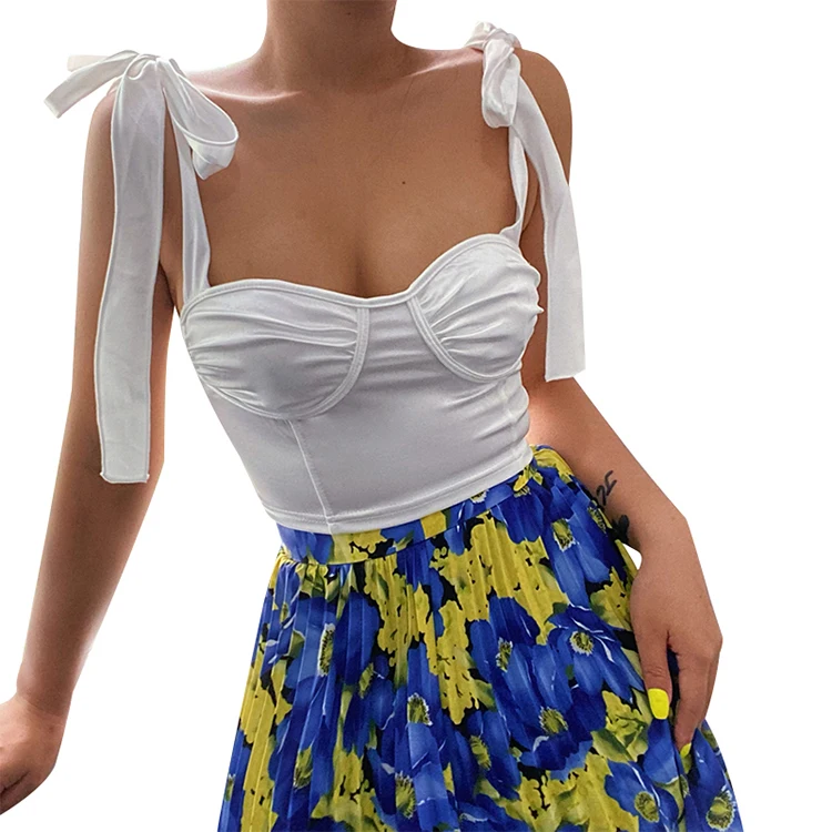 

2021 Summer Stylish Woman Tops Fashionable Pleated Backless Casual tank top