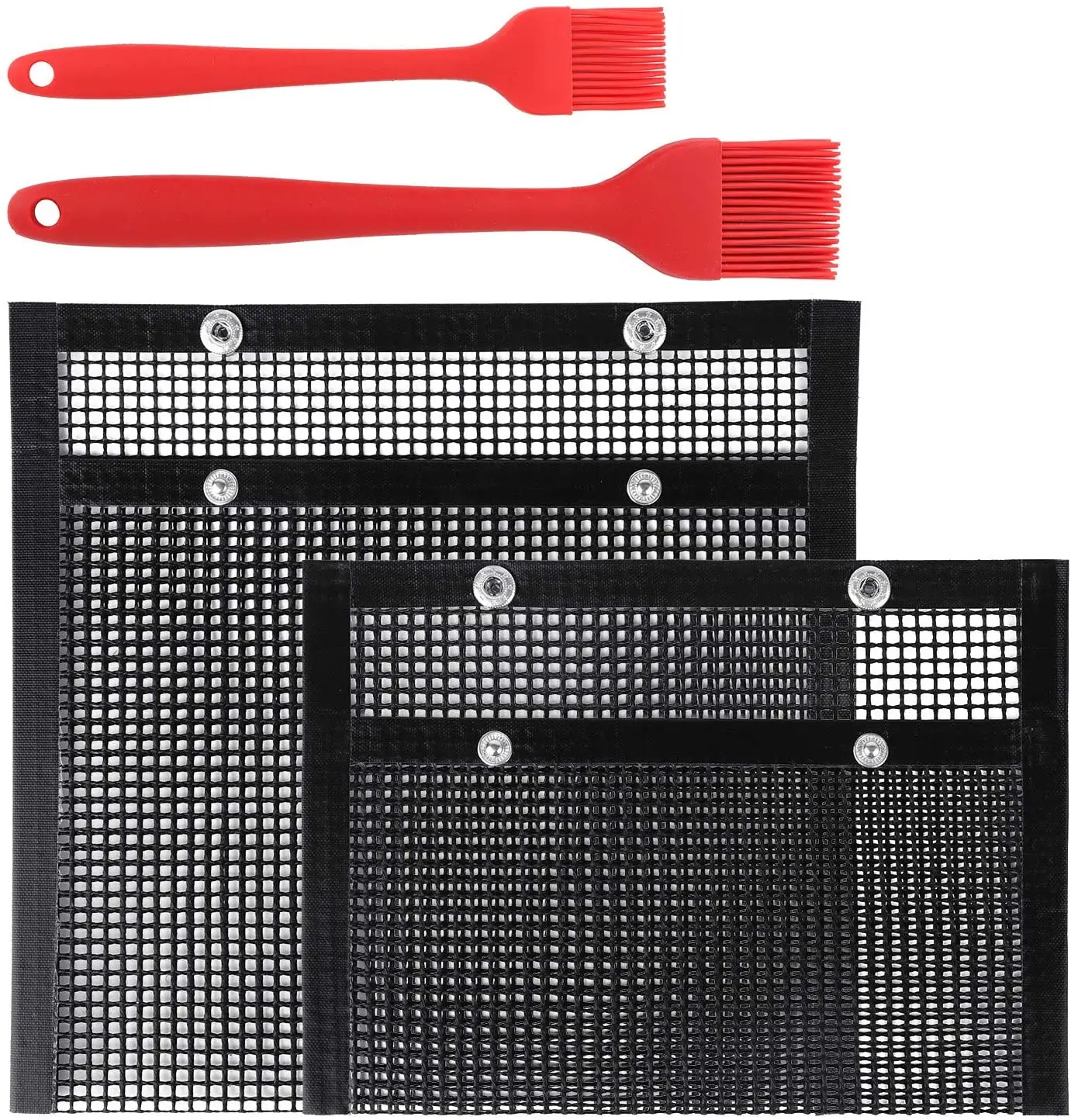 

Food safe Heat-Resistant Non-Stick BBQ grill mesh bag, Black,brown