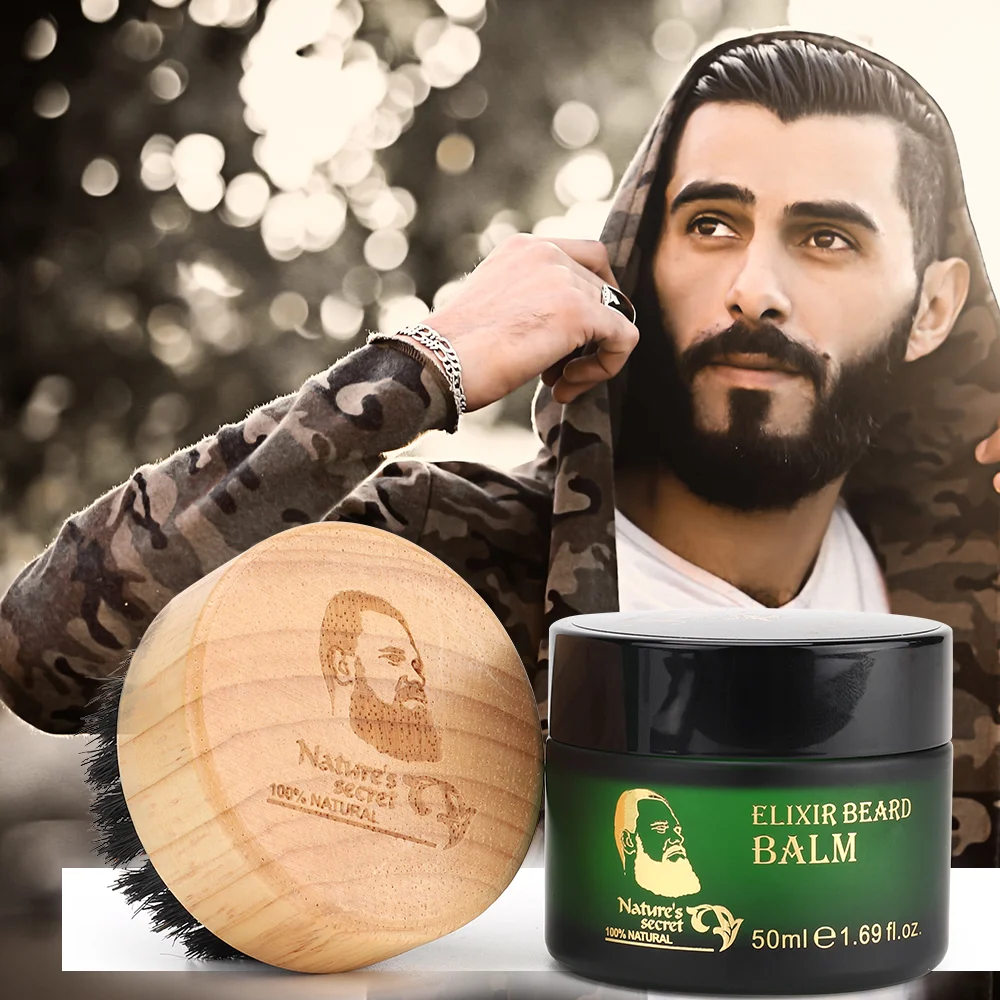 

50ml Leave in Conditioner Wax for Men Sandalwood Beard Balm with Shea butter/Castor/Avocado oils Formula of USA OEM/ODM DESIGN