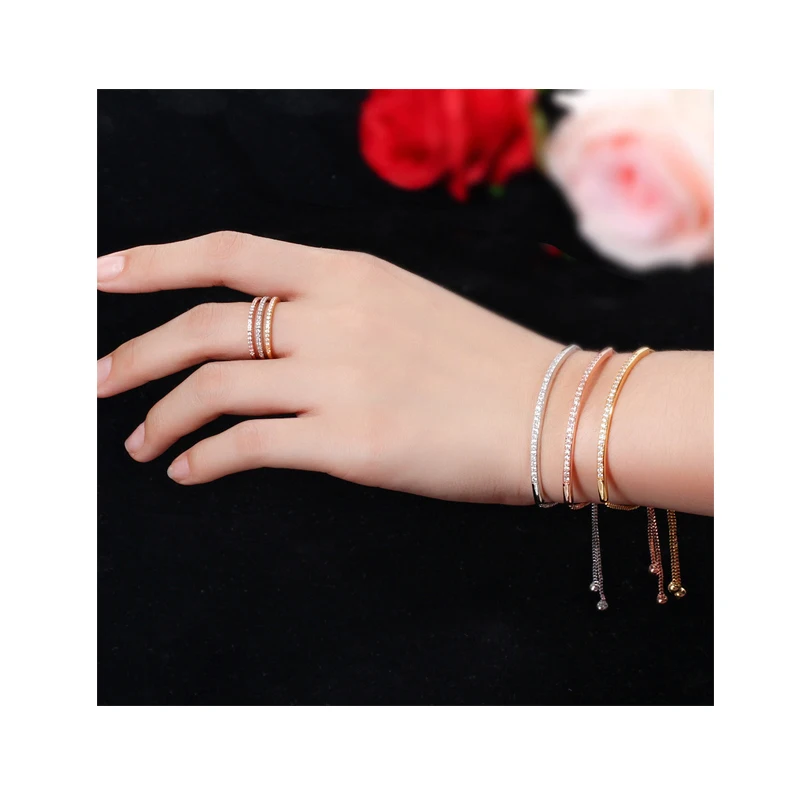 

jewelry, exquisite zircon temperament bracelet, ring, two-piece set, color retention and hypoallergenic jewelry sets