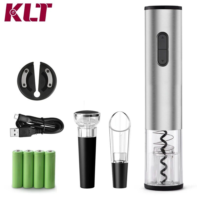 

Wedding gift Rechargeable Corkscrew Electric Wine Opener Gift Set with Foil Cutter and Pourer Bottle Stopper