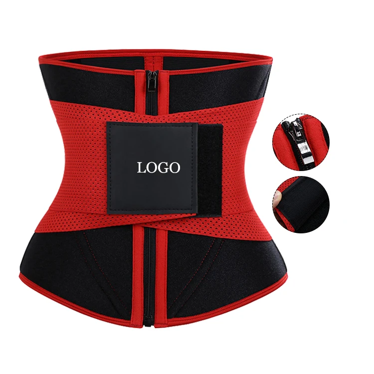 

Custom Logo Red Compression Elasticity Belt Women Fitness Slimming Back Support Neoprene Waist Trimmer Belt
