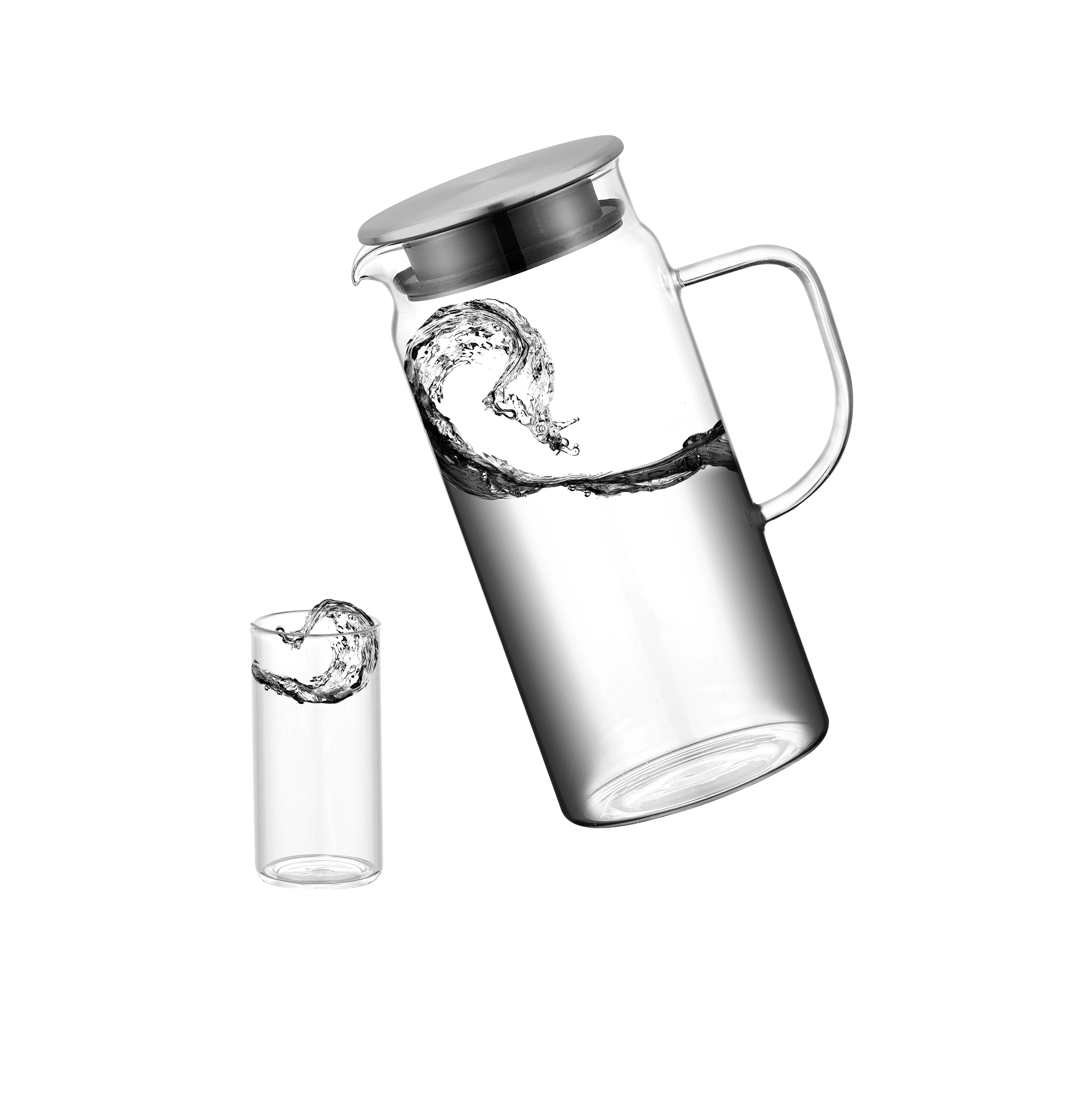

Transparent large capacity drinking water glass pitcher with lid