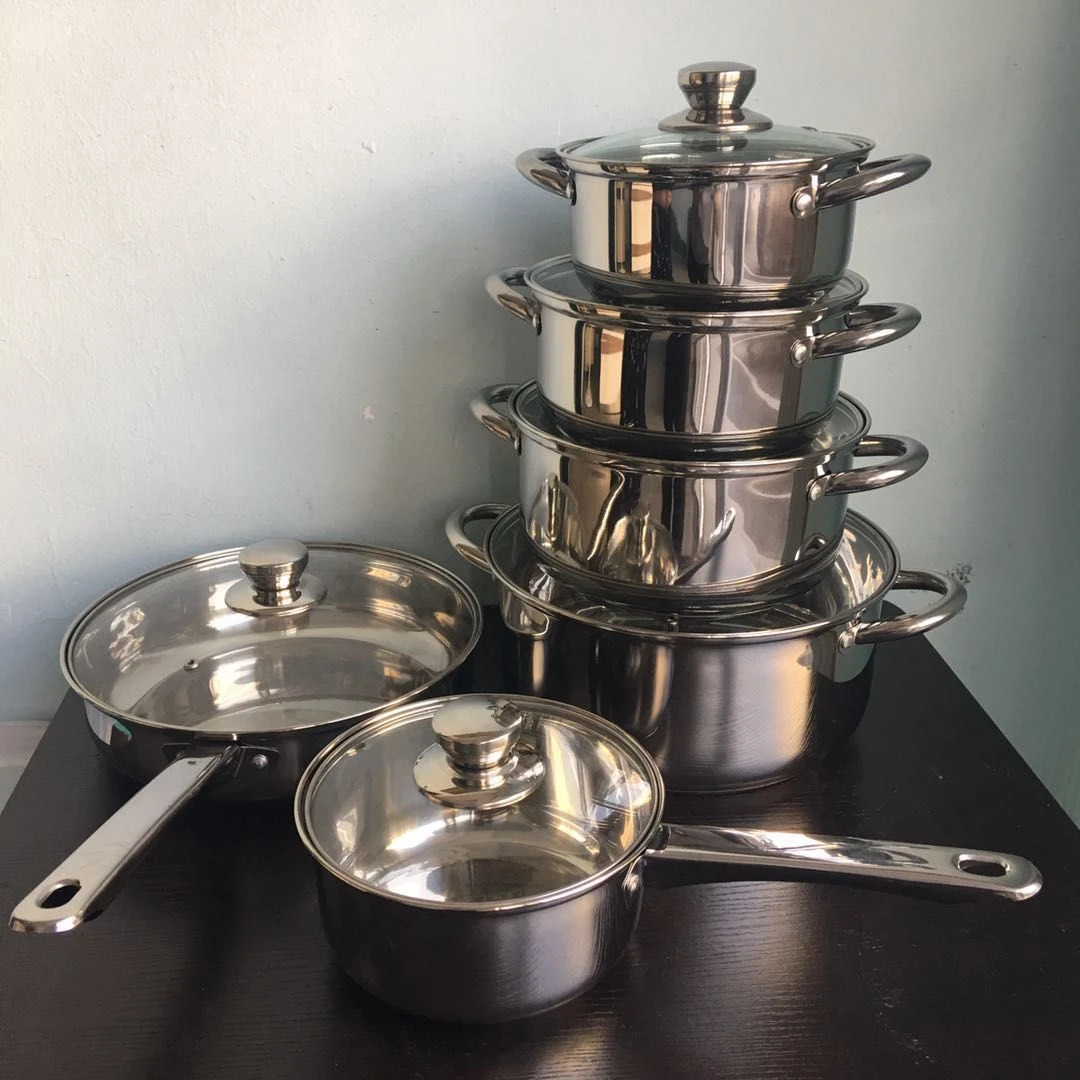 
HanFa 12pcs induction cookware stainless steel pot pan set 