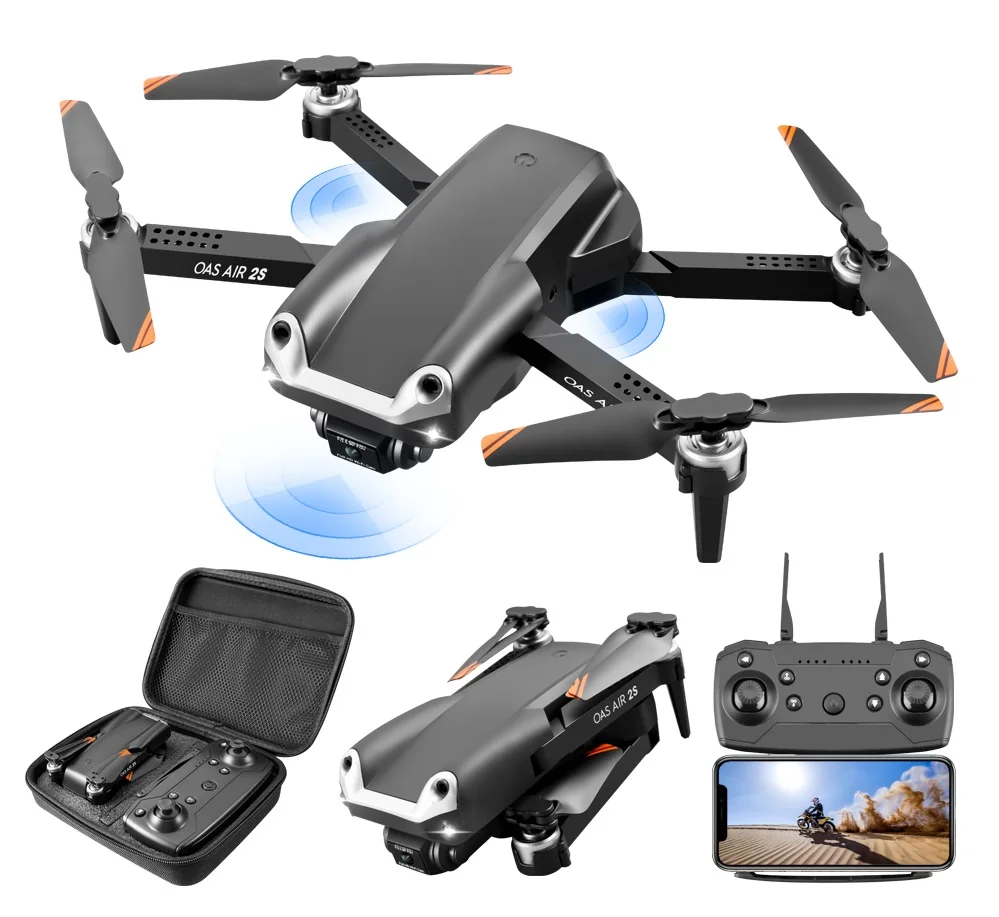 

90071 UAV 4K HD Aerial Dual camera Wifi FPV Obstacles avoidance Drone Quadcopter Best Seller Global UFO Drone with Light toys, Black,grey