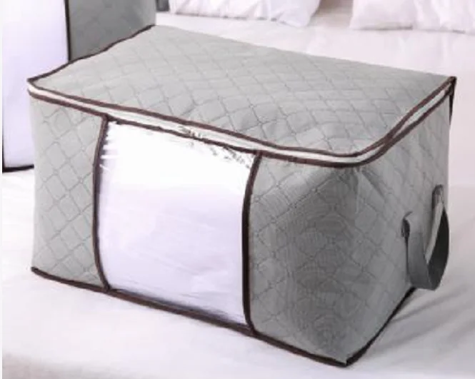 

Large Capacity Foldable Clothes Sweaters Blanket Storage Bag with Clear Window, Gray