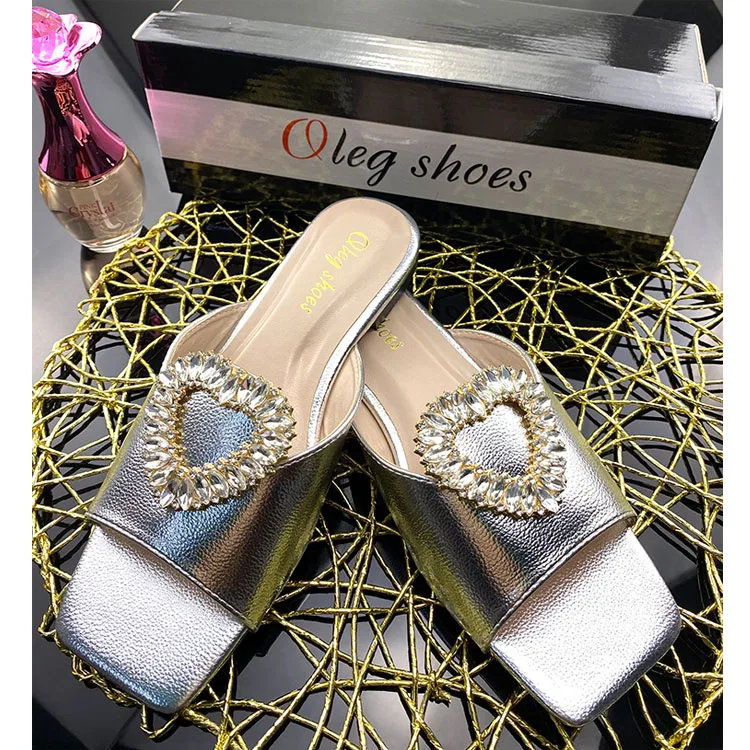 

Oleg shoes 2021 flat sandals women summer slippers with diamonds casual slippers for women, Black/ red/silver/blue/maroon/orange/champagne