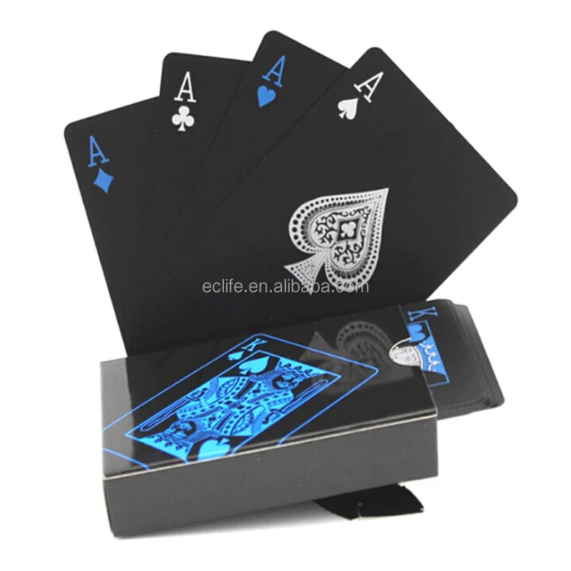 

Custom Printing Part Board Game Waterproof Plastic Pvc Black Gold Playing Cards Durable Poker Card for Fun, Red&blue