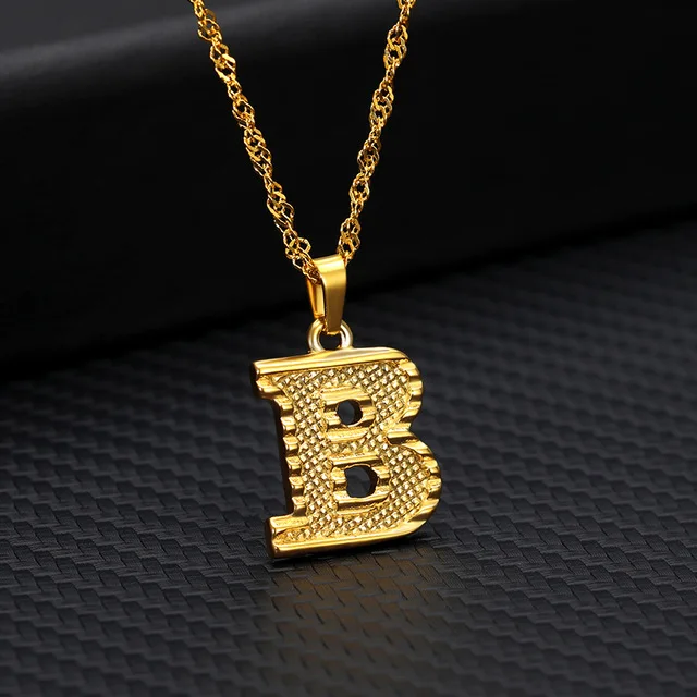 

18K Gold Plated Stainless Steel Pendant Jewelry A-Z Alphabet Necklace, Golden