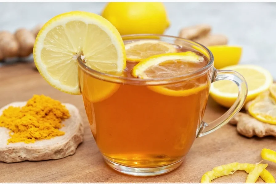 Woman enjoying homemade lemon ginger turmeric tea