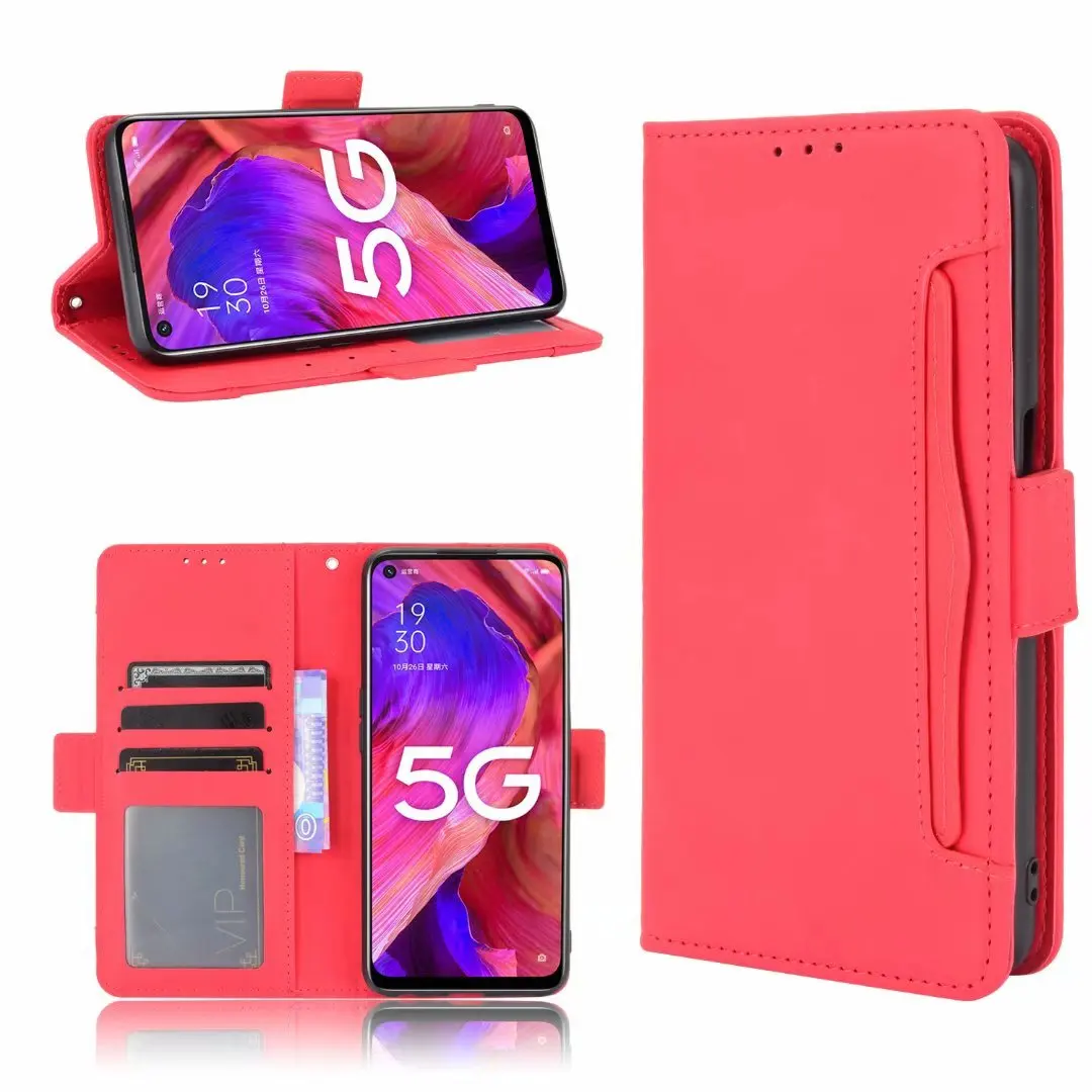 

Multi Card Slot Cattle Stripe Leather Case For OPPO A93 5G, As pictures