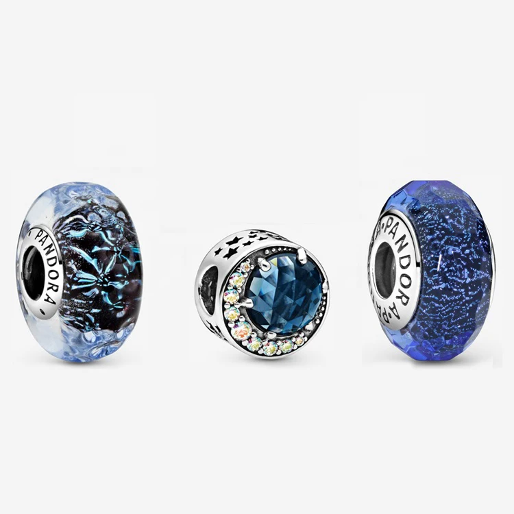 

Hot seller 925 silver blue pendant beads zircon jewelry charm