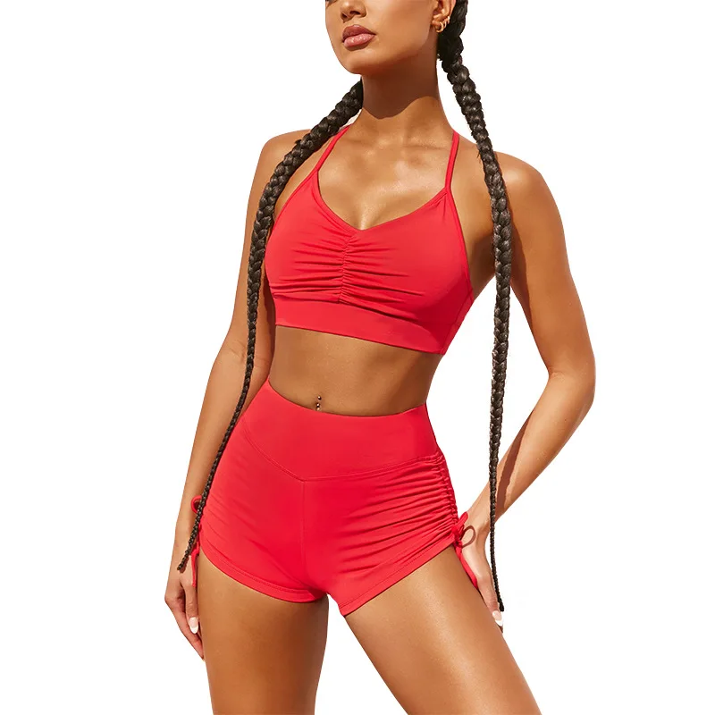 

2021 new arrivals women's Suspender Vest sexy tight shorts backless sexy two piece short set