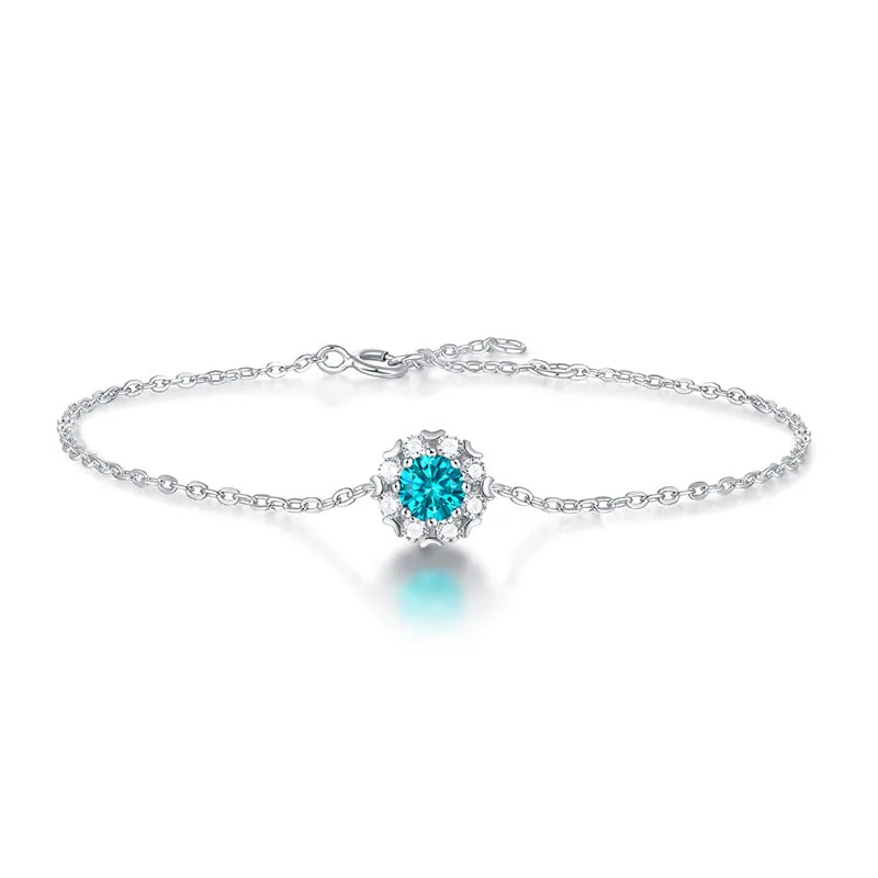 

MINHIN Blue Moissanite Diamond 925 Sterling Silver Bracelets Classics Bracelet Bangles Jewelry for Women, Silver plated