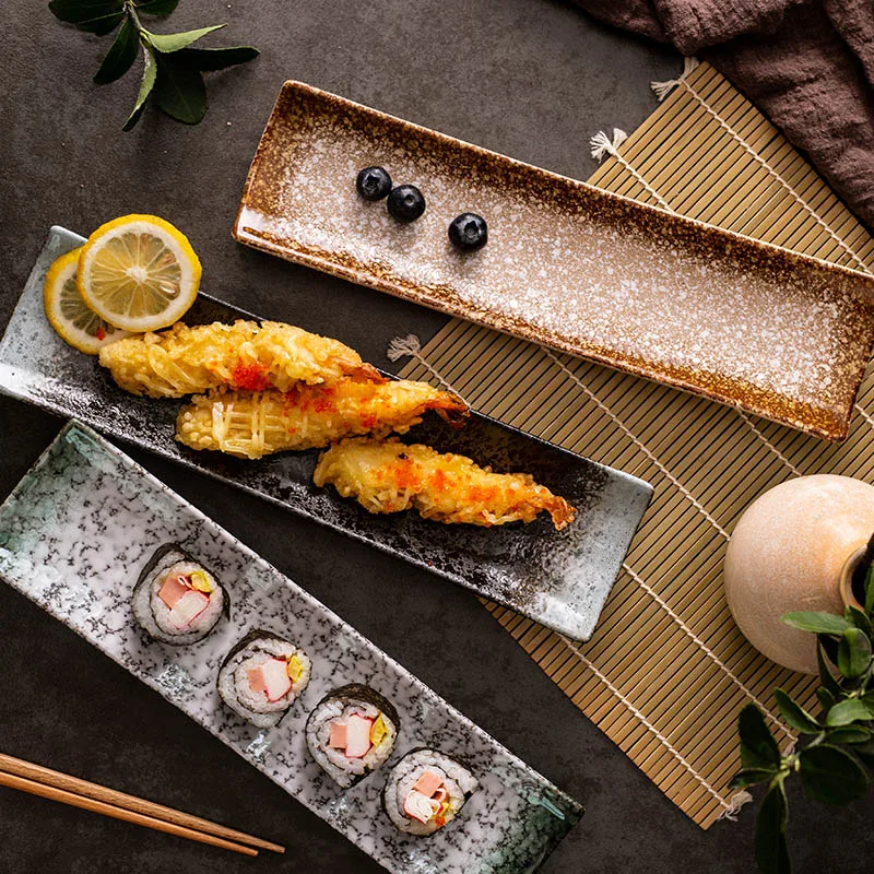 

ceramic Japanese sushi trays porcelain sushi plates rectangle sushi dish, Can be customized