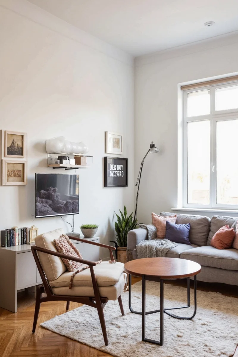 TV mounted above modern fireplace