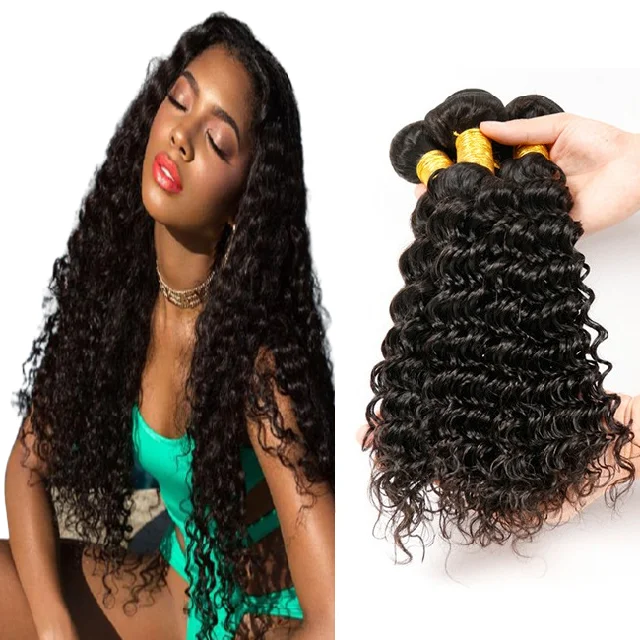 

10A 11A 12A Grade Virgin Mink Brazilian Human Hair Extension Real Brazilian Deep Wave Hair Bundles, Natural colors, other colors are available