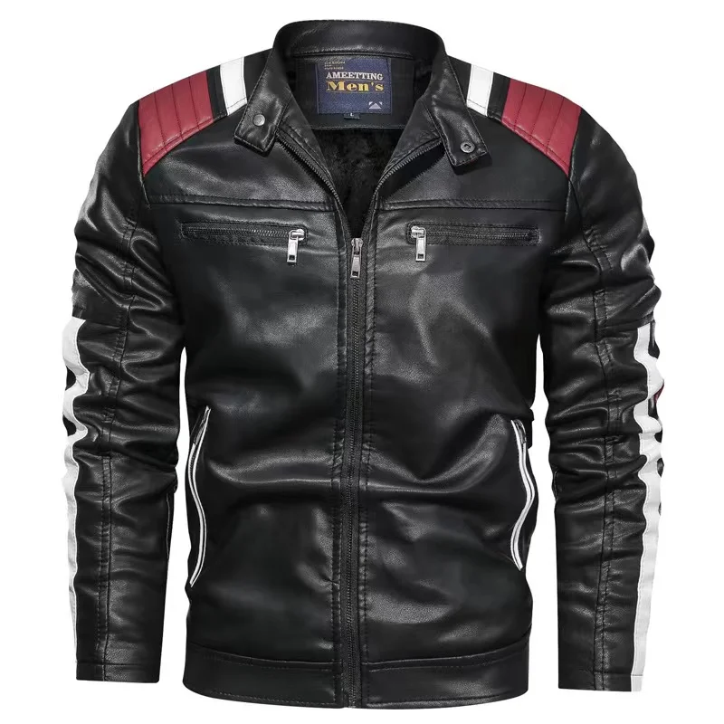 

Ready to ship style men's zipper blouson sngal jacket in stock men's clothing PU leather jacket 6XL