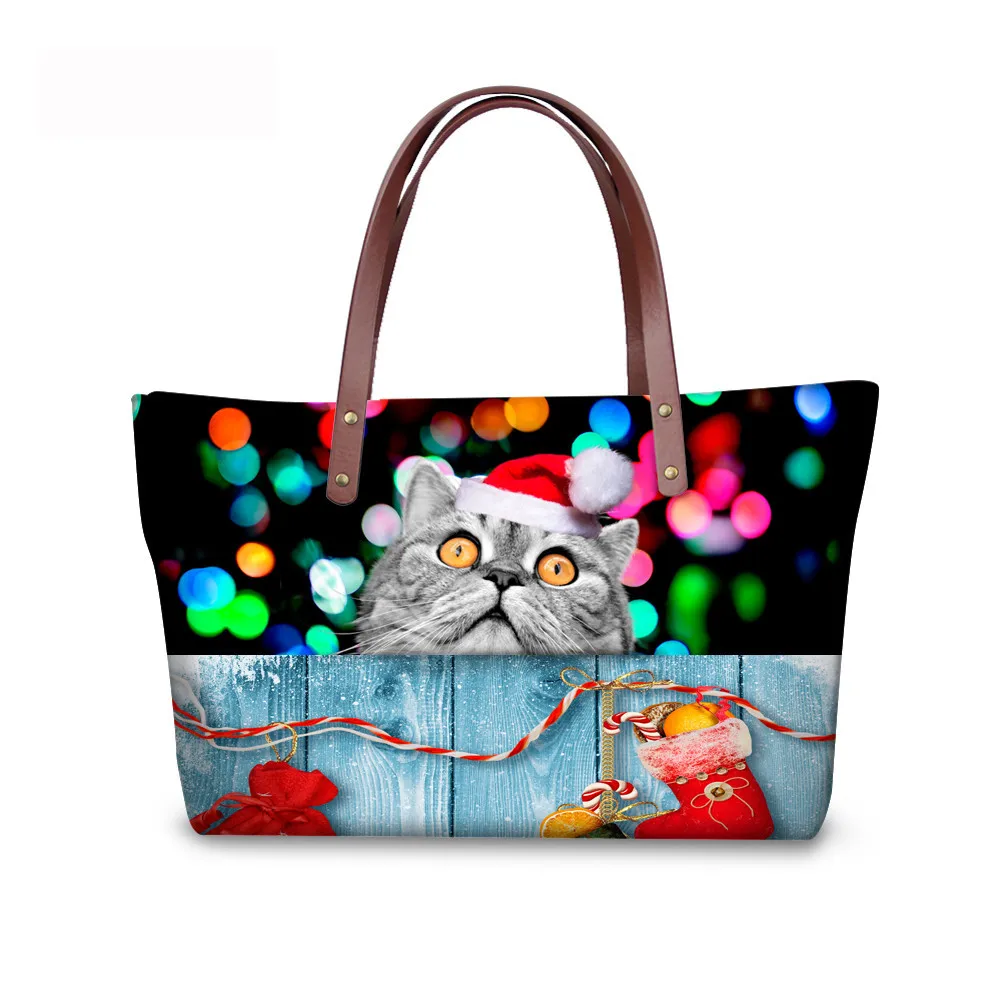 

Wholesale Christmas Gifts Women Handbags Casual Travel Shopping Tote Bag Large Capacity Shoulder Bag Cute Xmas Animal Pet Design, Customized color