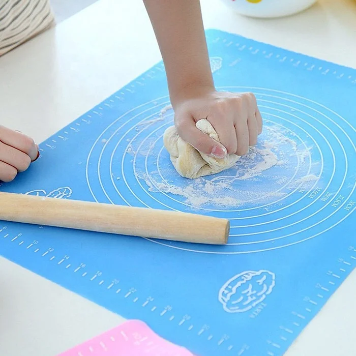 

Silicone Fruit Pattern Baking Mat Rolling Kneading Mat Baking Mat With Scale, Blue,pink