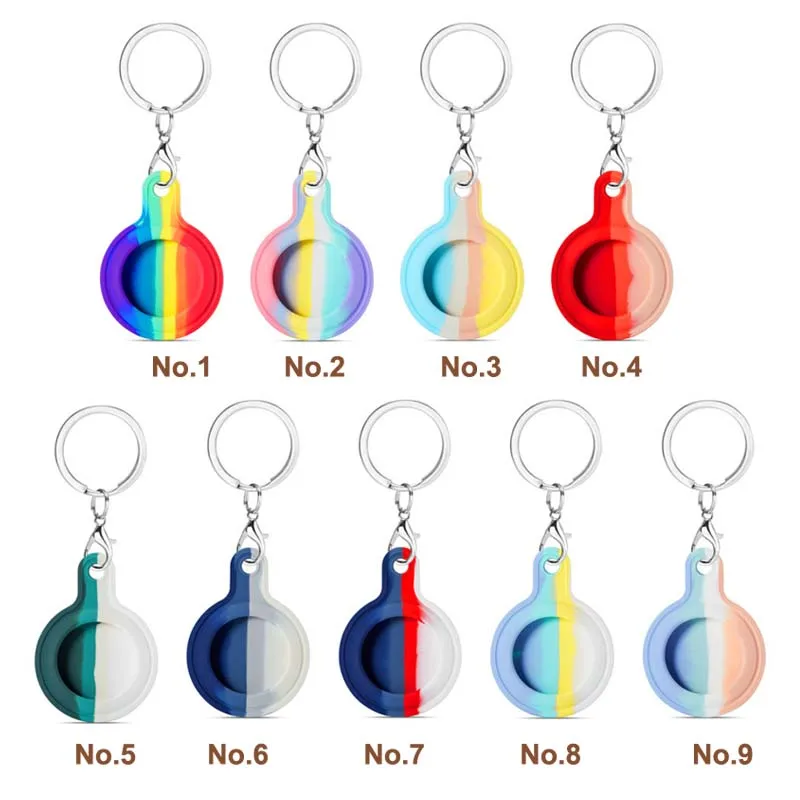 

New Trending Wholesale Price Brand New Fashion Rainbow Colors Protective Key Ring Silicon Accessories For Airtag, Customizable