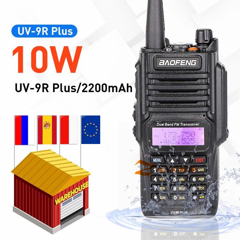 

10W Baofeng UV-9R PLUS Portable Two Way CB Radio Station UV9R Walkie Talkie Waterproof VHF UHF Ham Radio Transceiver 50km UV 9R, Black