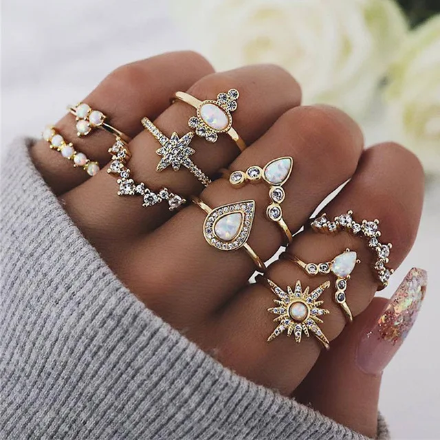 

19061807 Hand Ring Fashion Accessories Boho Virgin Mary Gold Rings for Women Heart Fatima Hands Anillos Cross Geometric Rings