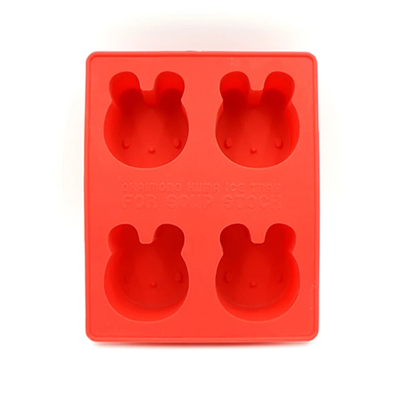 

4 Cavities Wholesale BPA Free Cute Easter Rabbit Chocolate Molds, Red,custom