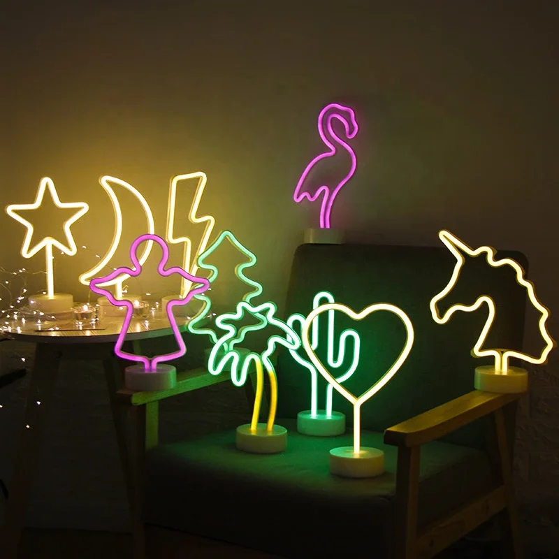 Manufacturer explosion waterproof  Small Decorative Night Strip Battery neon light For Bedroom Desk decoration led table lamps