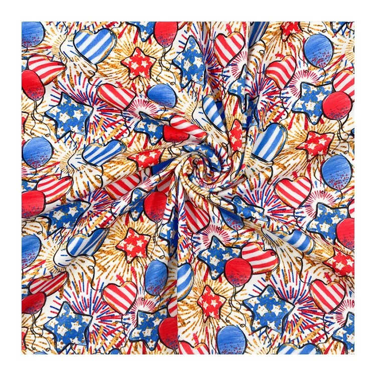 

Manufacturer Spandex DBP Fabric Double Brushed Poly 4th Of July Printed Jersey Fabrics