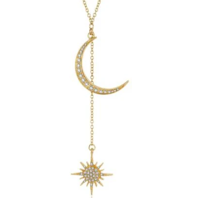

Fashion Crystal Moon Star Necklace Pendant Sun Necklace for Women
