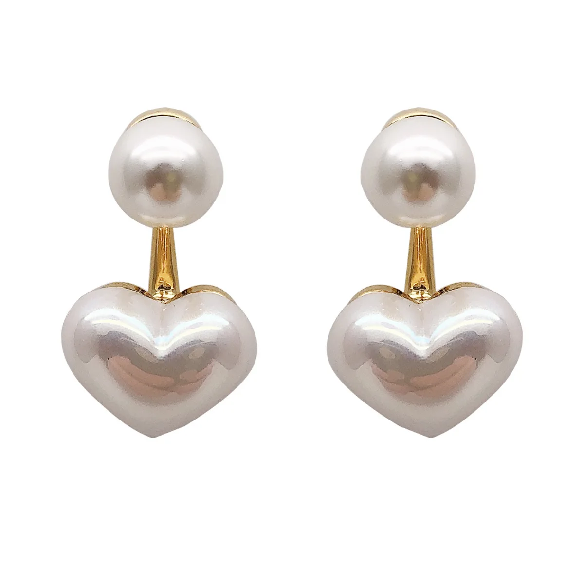 

2021 Fashion Heart Pearl Drop Earrings S925 Silver Post White Baroque Pearl Heart Earring For Party