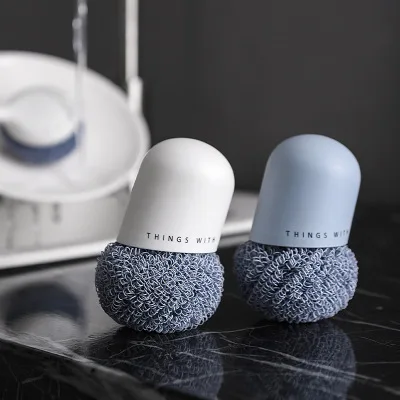 

Handle Polyester Cleaning Ball Household Cleaning Brush Household Kitchen Short Handle Dishwashing Brush Pot Brush