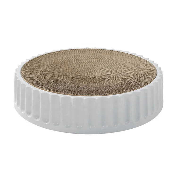 

New Design Cat Scratcher Bed Corrugated Paper Round Durable Replaceable Core Cat Scratching Board, Pink/gray/green/white